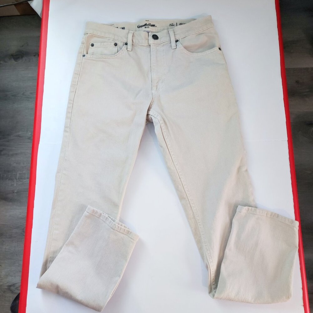 Goodfellow & Co. casual pants slim total flex cream colour men's size W28 X L30